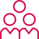 "Icon of three people representing a professional team or staff."