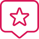 "Star and chat bubble icon representing customer reviews and feedback."